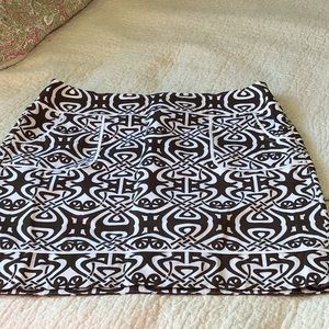 Ann Taylor Brown White Aboriginal Print Skirt 14
